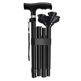 Aluminum Alloy Elderly Walking Cane Adjustable Height Anti-Slip Four-Leg Walking Stick Crutches for Old People Mountain Climbers