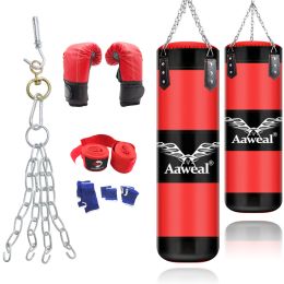 47" Heavy Boxing Punching Bag Training Gloves set Kicking MMA Workout Empty
