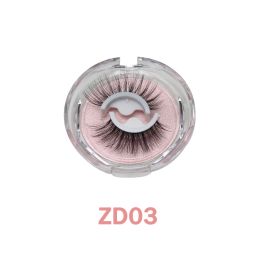 1Pair Glue-free False Eyelashes Wispy Natural Lashes Long Eyelash Self-adhesive Lash Extension Reusable Handmade Lash For Makeup (Color: ZD03)