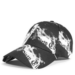 Summer Cloudy Cotton Baseball Hat for Men and Women Korean graffiti cap for teenagers (Colour: BLACK)