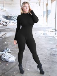 Women's Stretch Tights Skinny Sexy Long Sleeve Bodysuit (Color: Black, size: XL)