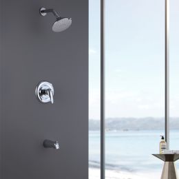 TrustMade Pressure Balanced Shower Faucet with Rough-in Valve with Diverter, Matte Black (Color: Chrome)