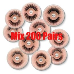 Wholesale Lashes 10/200PCS Natural Long False Eyelashes Set Bulk Faux (Color: Violet 200 pairsPink)