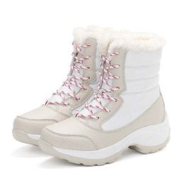 Women Boots Waterproof Winter Shoes Women Snow (Shoe Size: 7.5, Color: White)