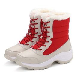 Women Boots Waterproof Winter Shoes Women Snow (Shoe Size: 6.5, Color: Red)