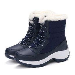 Women Boots Waterproof Winter Shoes Women Snow (Shoe Size: 6, Color: Blue)
