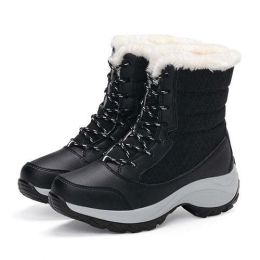 Women Boots Waterproof Winter Shoes Women Snow (Shoe Size: 8.5, Color: Black)
